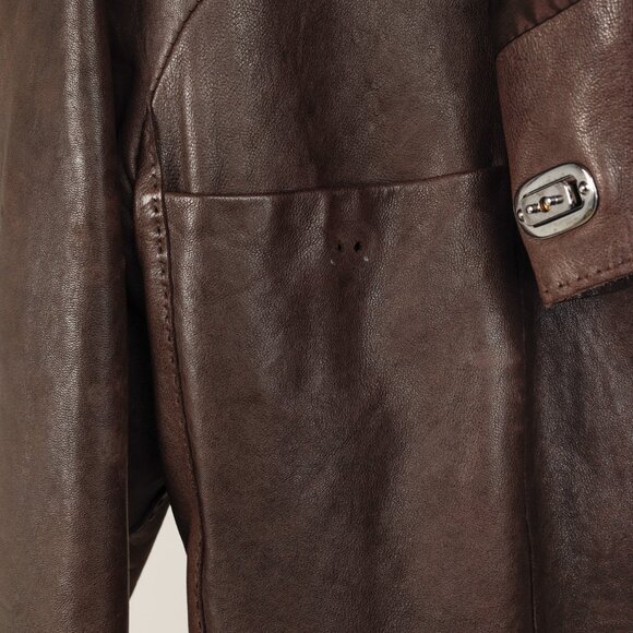 Jean Paul Gaultier Vintage Brown Turnlock Detail Leather Jacket - Picture 10 of 14